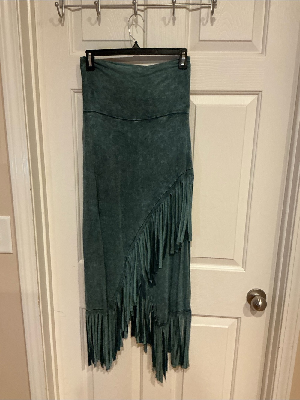 T Party Fashion Teal Fringe Maxi Skirt